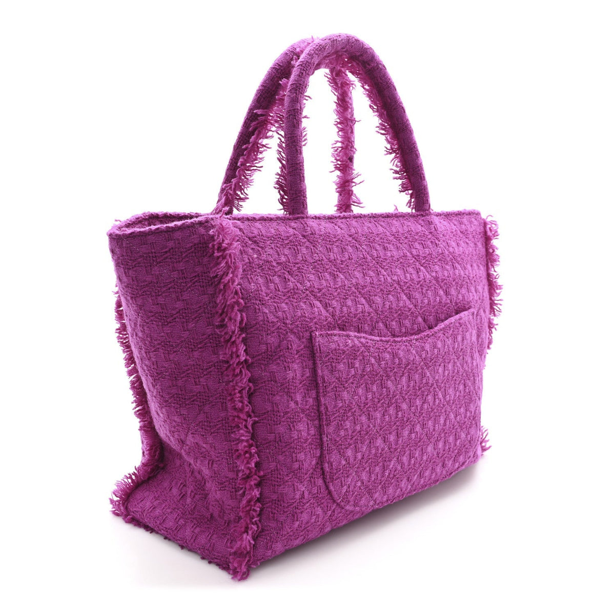 Wool Tweed Large Zipped Shopping Tote Magenta