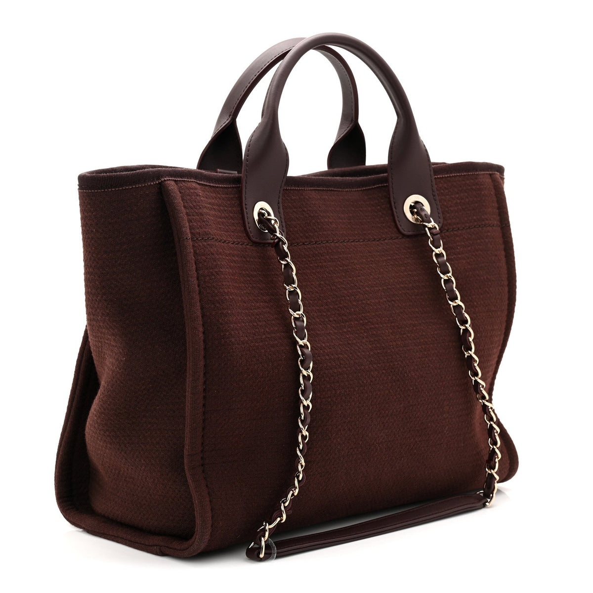 Mixed Fibers Calfskin Small Deauville Tote Burgundy