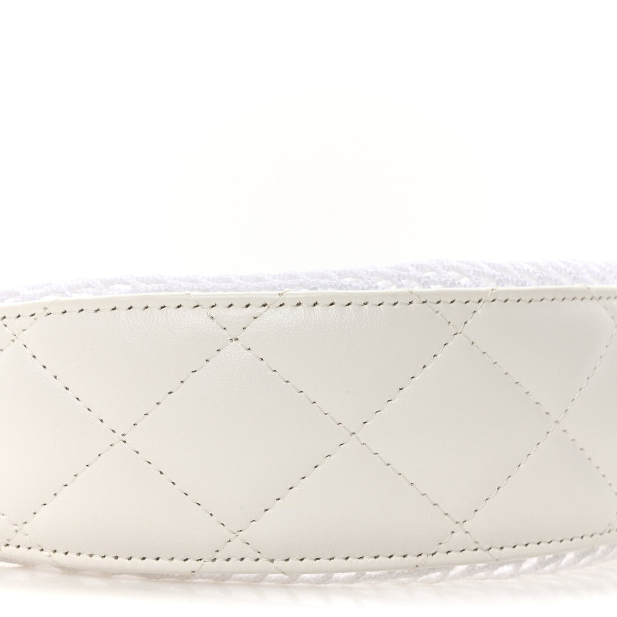 Mesh Shiny Lambskin Chain Hobo White