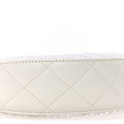 Mesh Shiny Lambskin Chain Hobo White