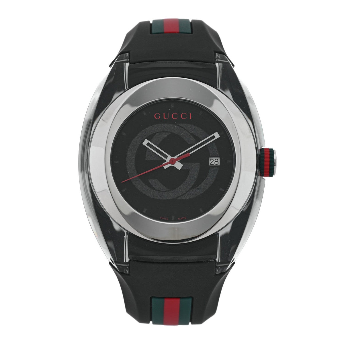 Stainless Steel Rubber 46mm Sync Web Quartz Watch Black
