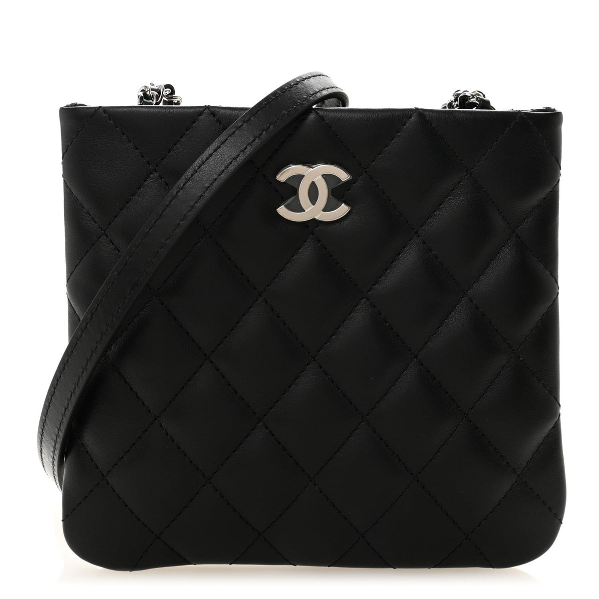 Lambskin Quilted Uniform Crossbody Bag Black