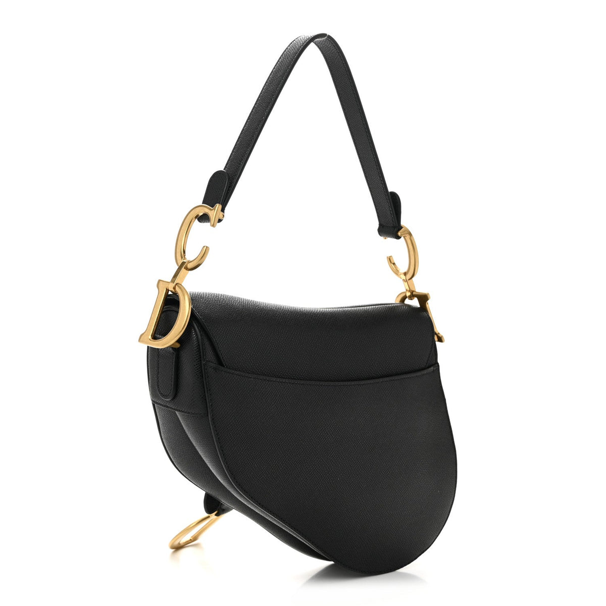 Grained Calfskin Saddle Bag Black