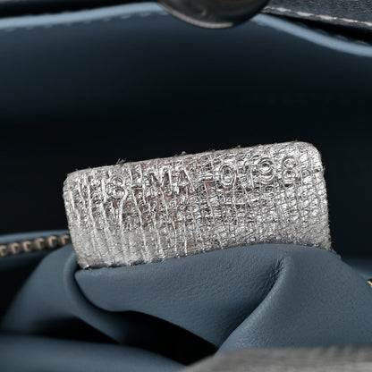 Metallic Grained Calfskin Cannage Small Lucky Badges My Lady Dior Silver