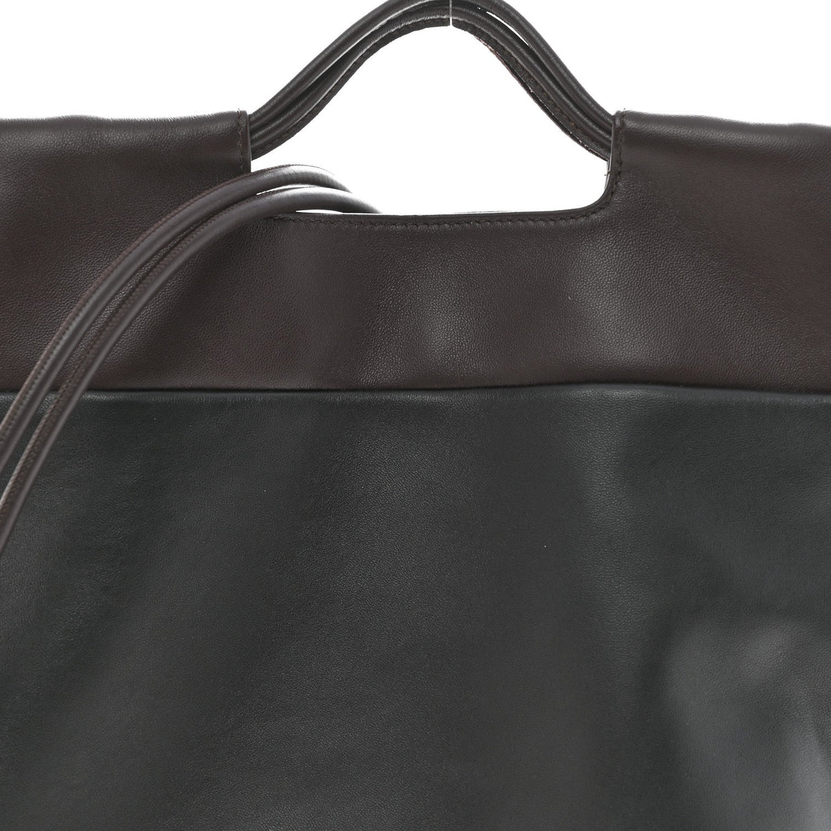 Mellow Nappa Lambskin Flamenco Tote Bag Black Dark Chestnut