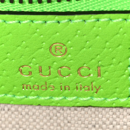 GG Supreme Monogram Textured Dollar Calfskin Web Ophidia Wristlet Shoulder Bag Beige Ebony Green