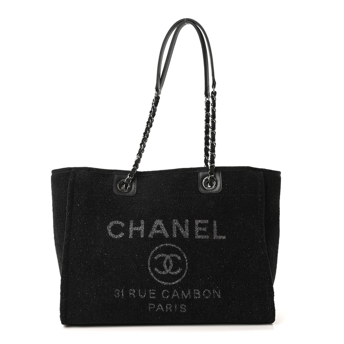 Lurex Canvas Small Deauville Tote Black