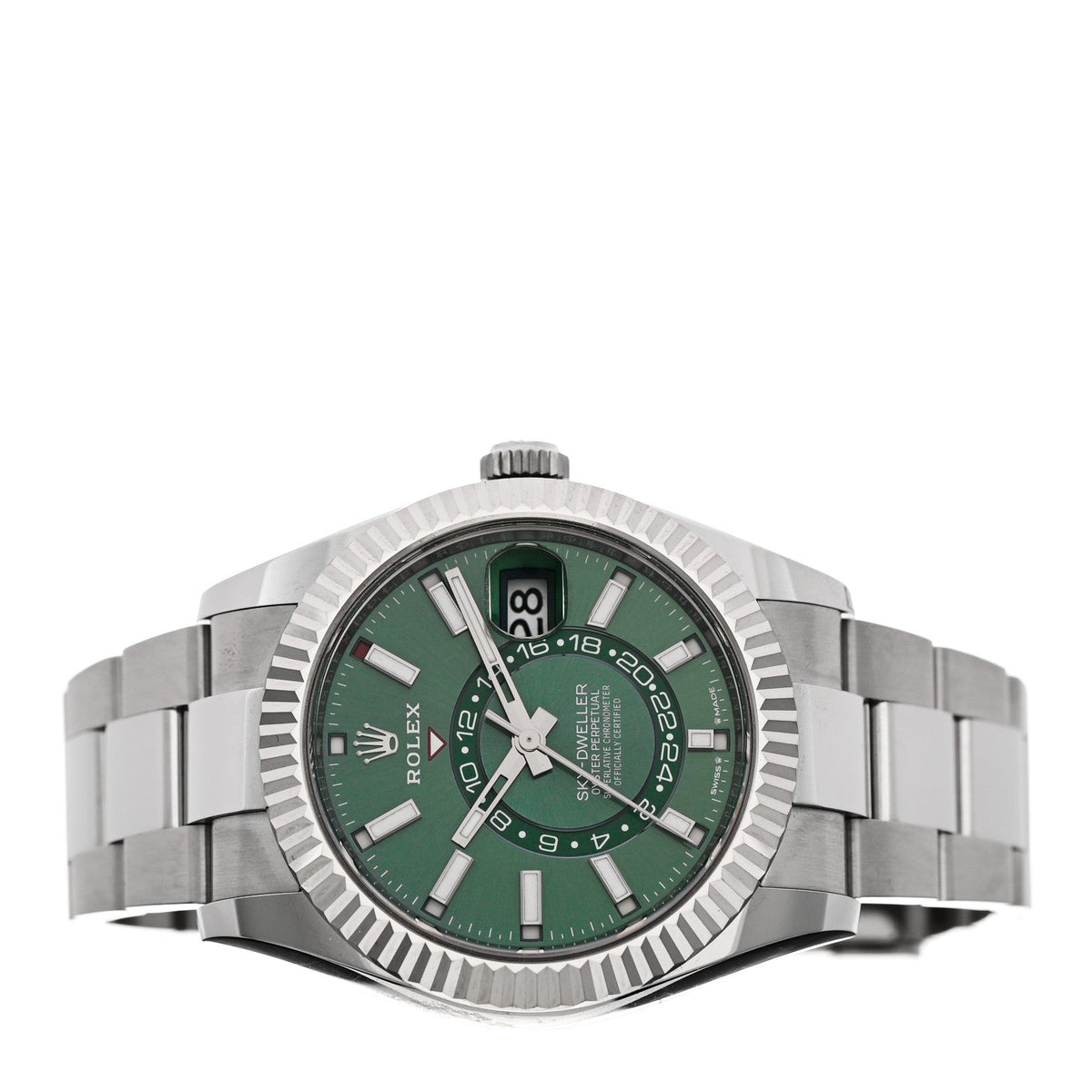 Stainless Steel 18K White Gold 42mm Oyster Perpetual Sky-Dweller Watch Mint Green 336934