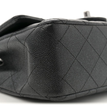 Iridescent Caviar Quilted Mini Rectangular Flap Black