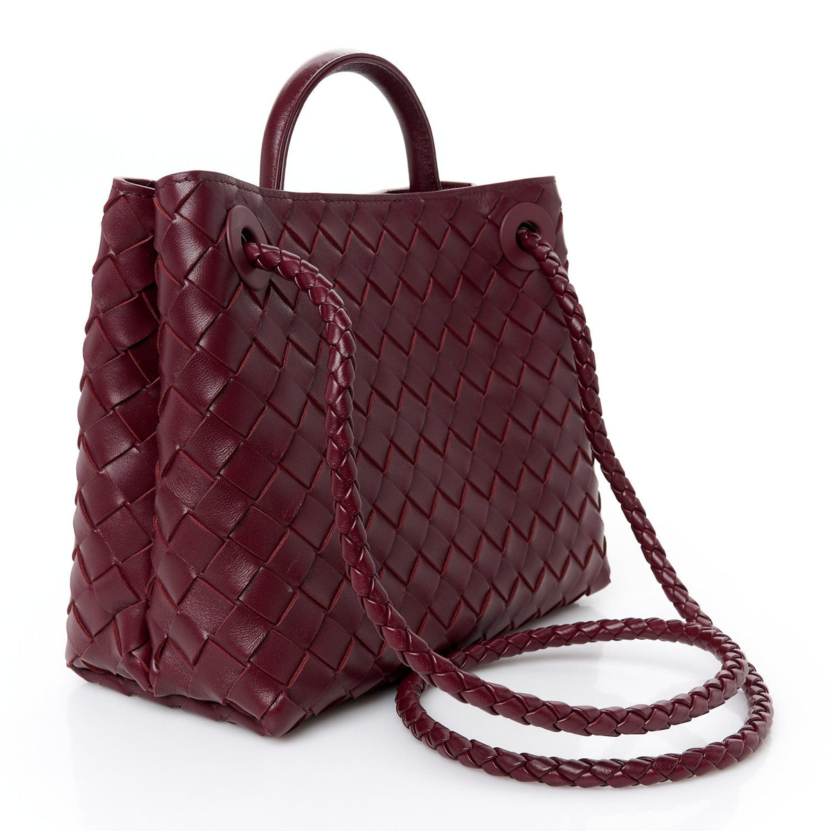 Nappa Intrecciato Small Andiamo Shoulder Bag Barolo