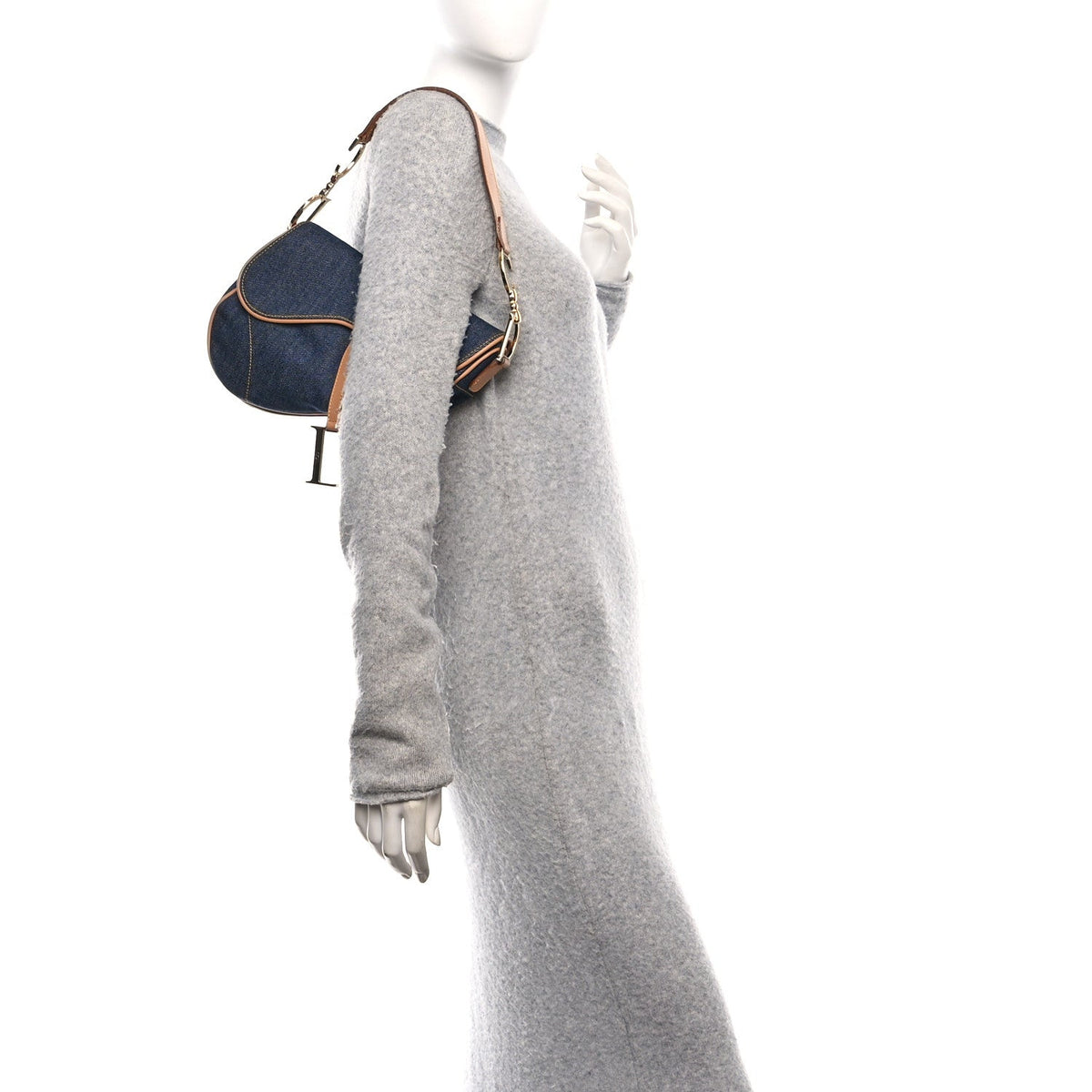 Denim Calfskin Saddle Bag Blue