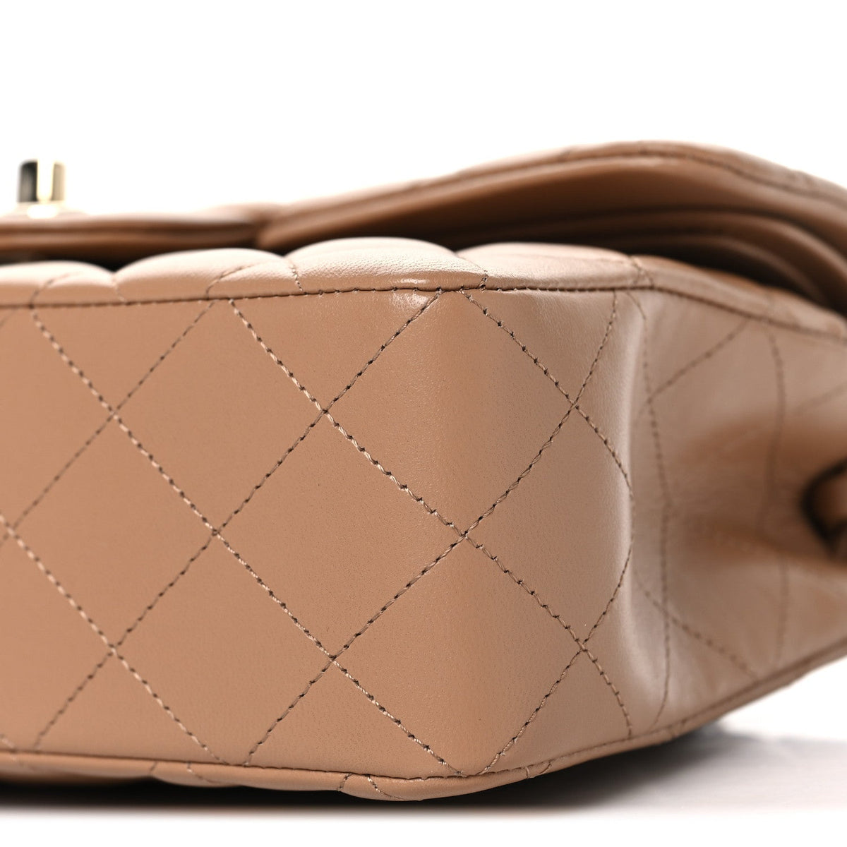 Lambskin Quilted Small Double Flap Brown