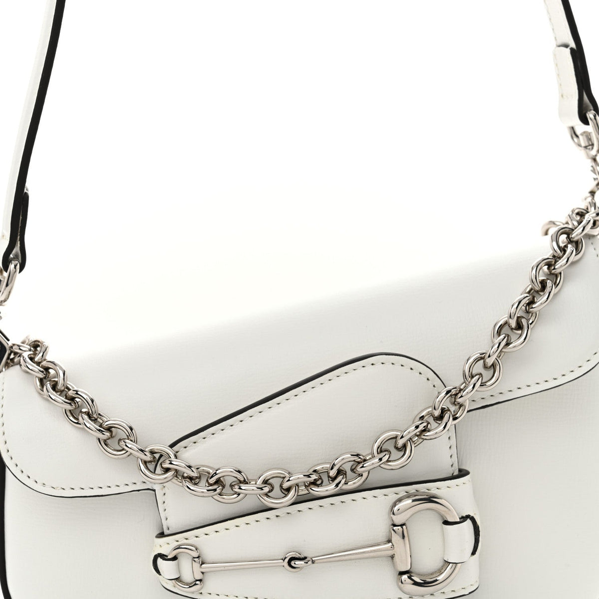 Demetra Mini Horsebit 1955 Asymmetric Shoulder Bag Great White