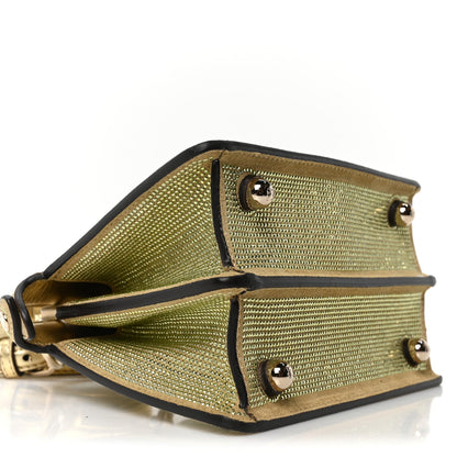 Crystal Vitello Laminato FF Petite Peekaboo I SEE U Satchel Crystal Platinum Light Gold