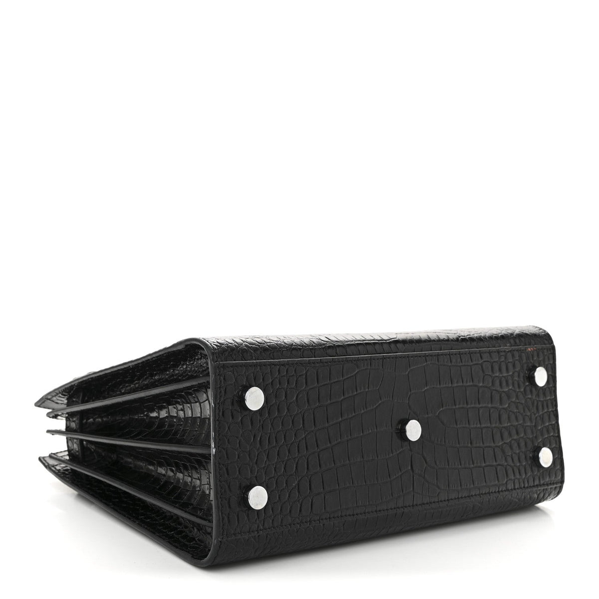 Calfskin Crocodile Embossed Baby Sac De Jour Black