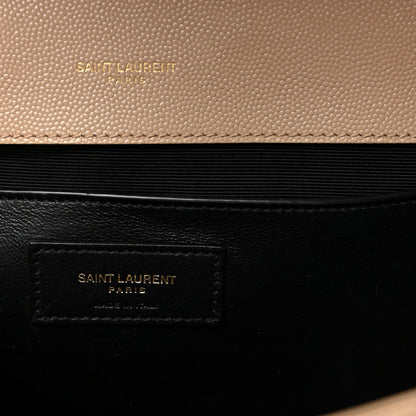 Grain De Poudre Textured Mixed Matelasse Medium Triquilt Monogram Satchel Dark Beige
