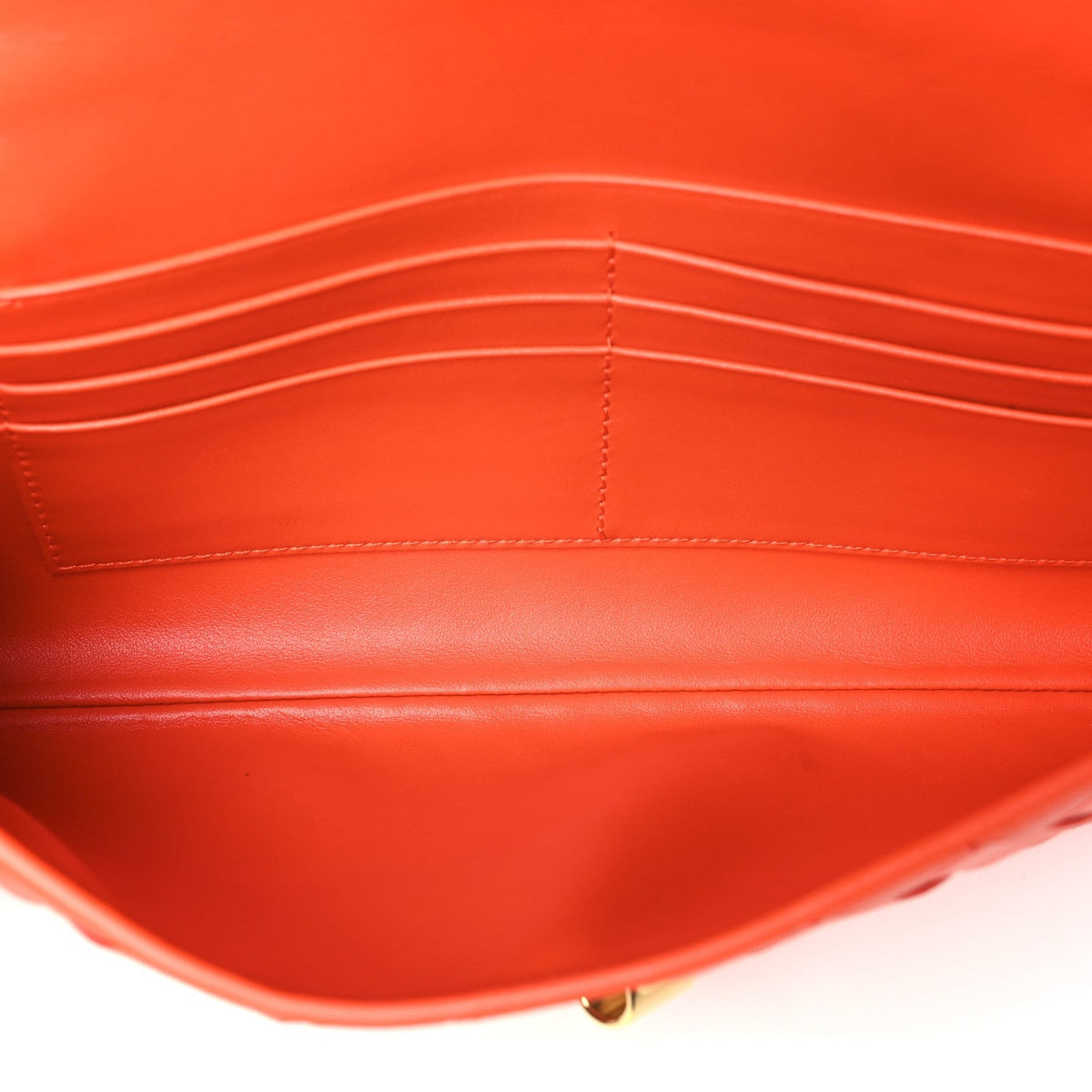Nappa Intrecciato Long Andiamo Top Handle Clutch Cherry Tomato
