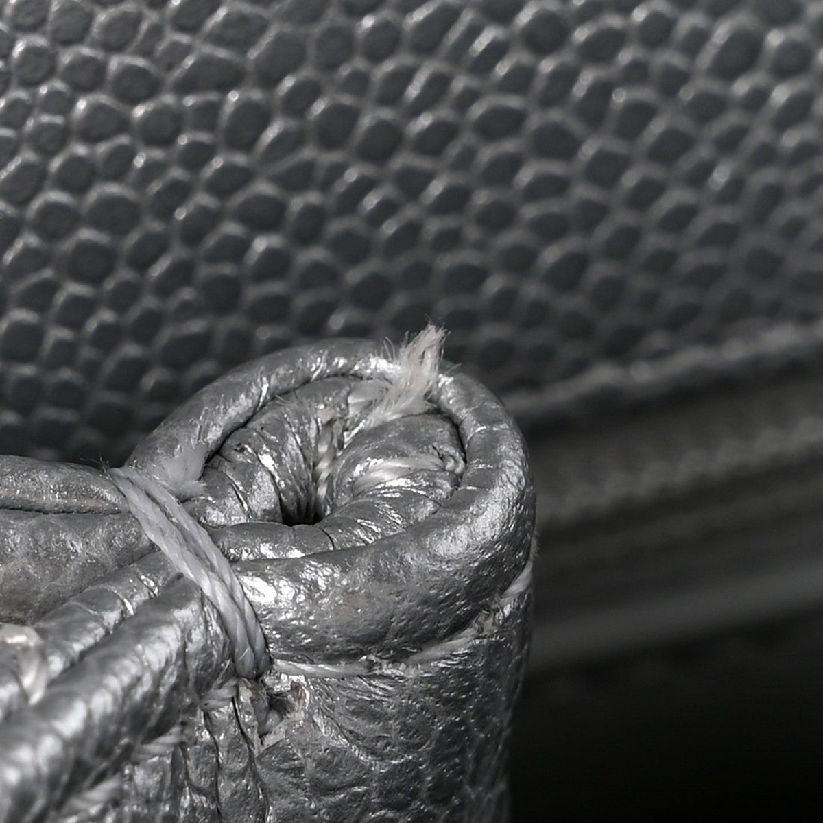 Metallic Caviar Quilted Mini Coco Handle Flap Silvery