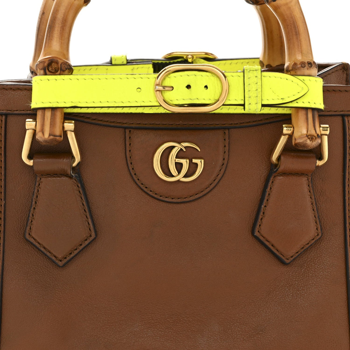 Wonka Grain Calfskin Mini Diana Tote Bag Cuir Yellow Fluo