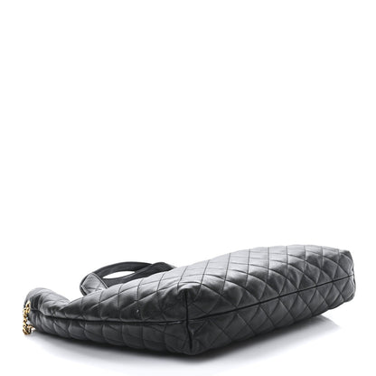 Lambskin Quilted Maxi Icare Shopping Tote Black