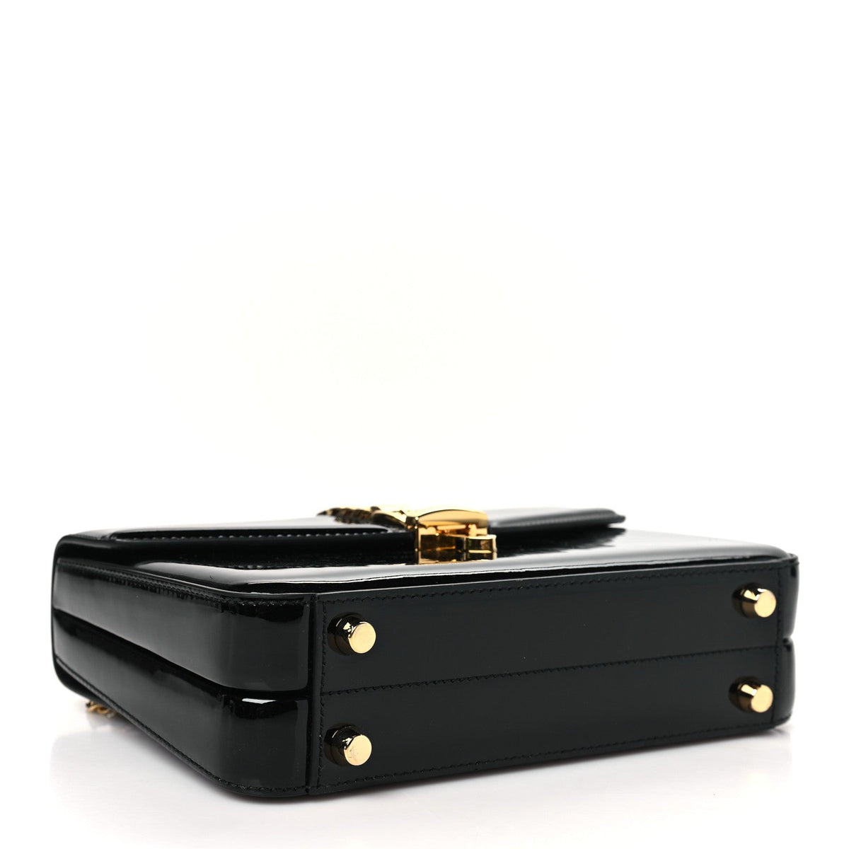 Mousse Top Patent Mini Sylvie 1969 Top Handle Bag Black