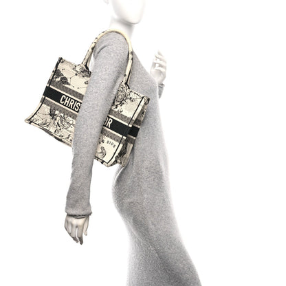 Canvas Embroidered Small Zodiac Toile De Jouy Book Tote Latte