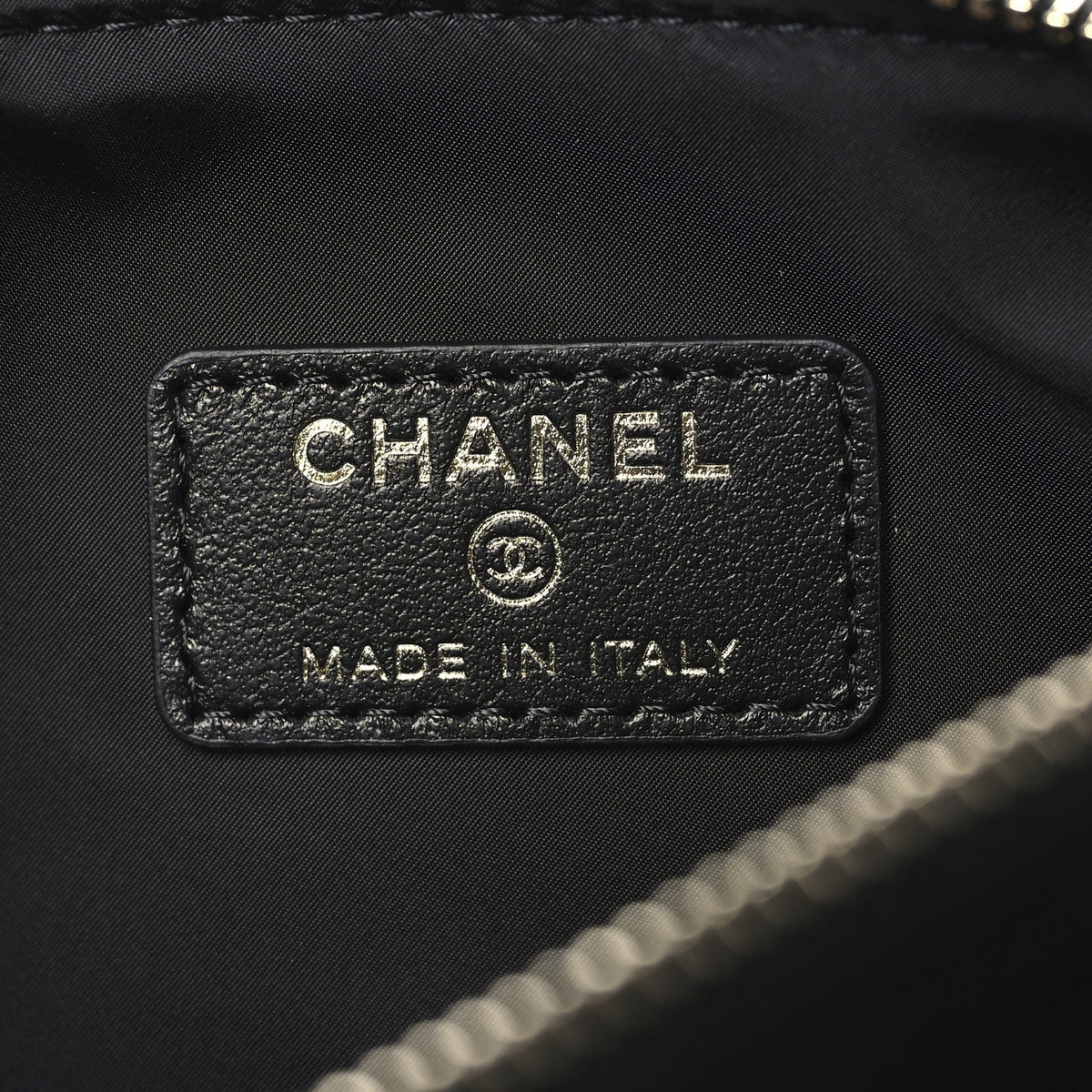 Velvet Effect Nylon Shiny Crumpled Calfskin Quilted Chanel 25 Clutch With Chain Black