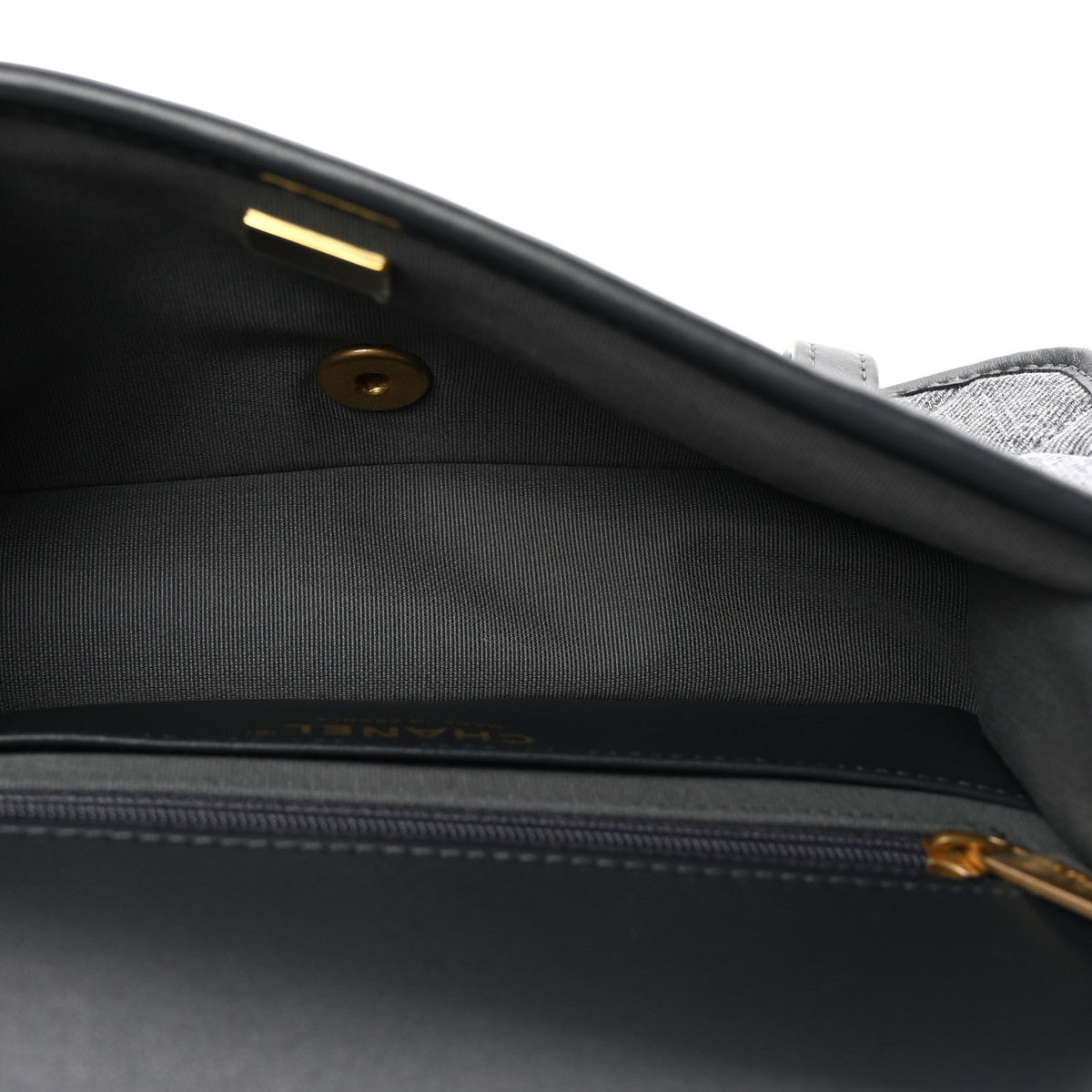 Washed Denim Quilted Messenger Flap Black