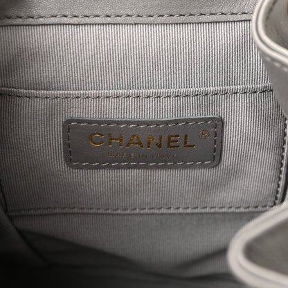 Lambskin Quilted Small Duma Drawstring Backpack Grey