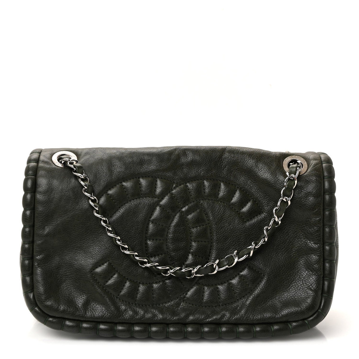 Calfskin Medium On the Bund Flap Dark Khaki