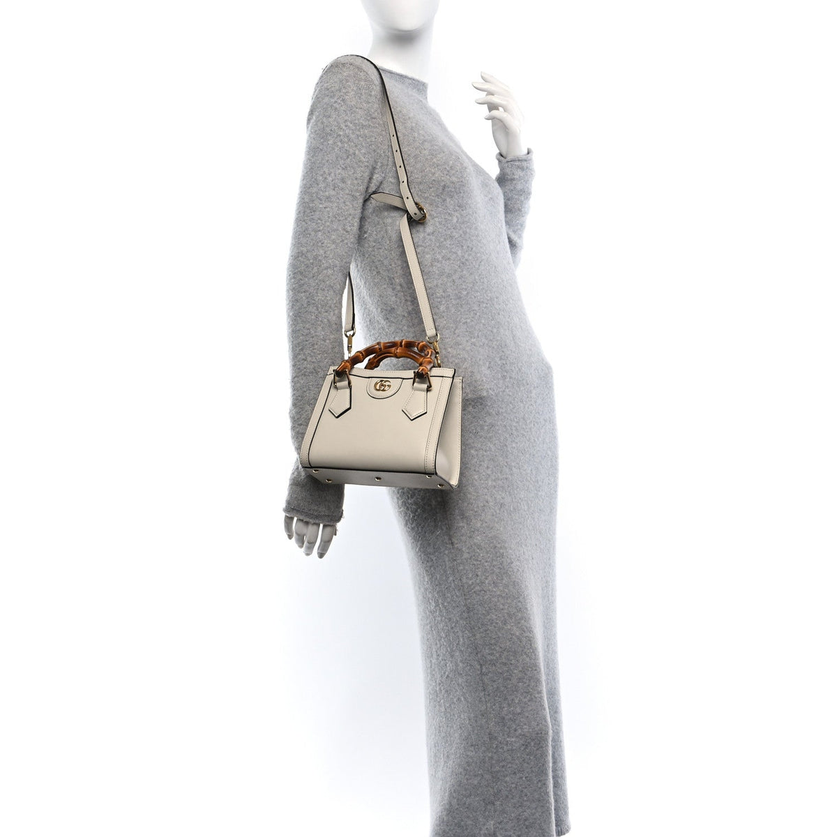 Wonka Grain Calfskin Mini Diana Tote Bag Mystic White