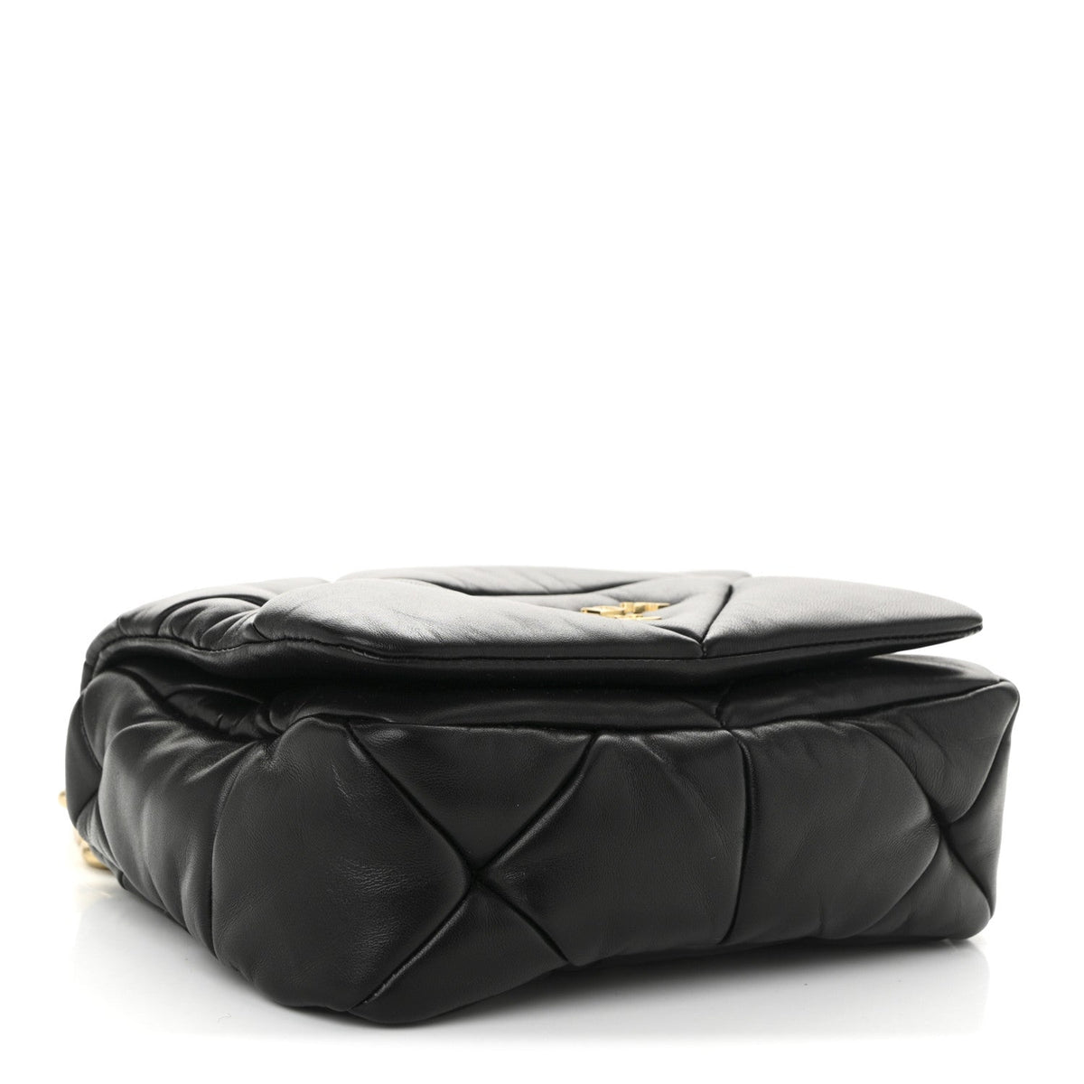 Nappa Metal Quilted Small Patchwork System Flap Bag Black
