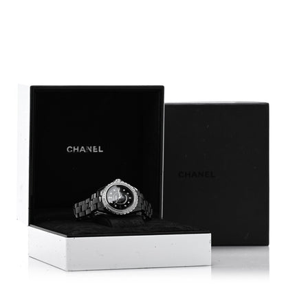 Stainless Steel Ceramic Diamond Bezel 33mm J12 Quartz Watch Black