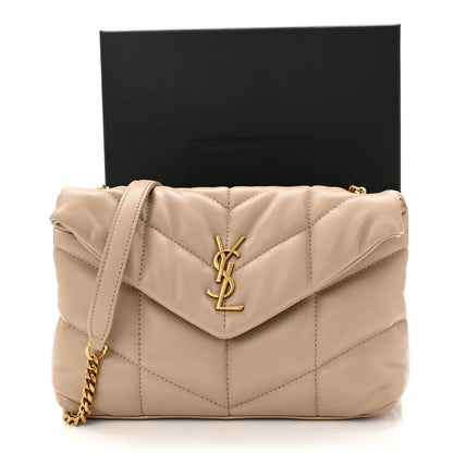 Lambskin Quilted Toy Loulou Puffer Monogram Chain Satchel Dark Beige