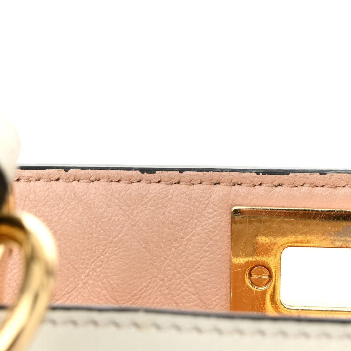 Vitello Seta Nappa Bi-Color Small Peekaboo I SEE U Satchel White Ice Light Rose Tortora