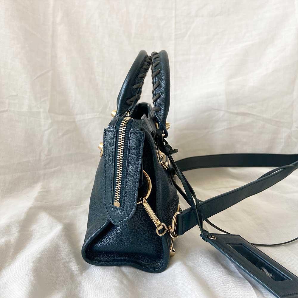 Balenciaga Leather Mini Classic Metallic Edge City Bag