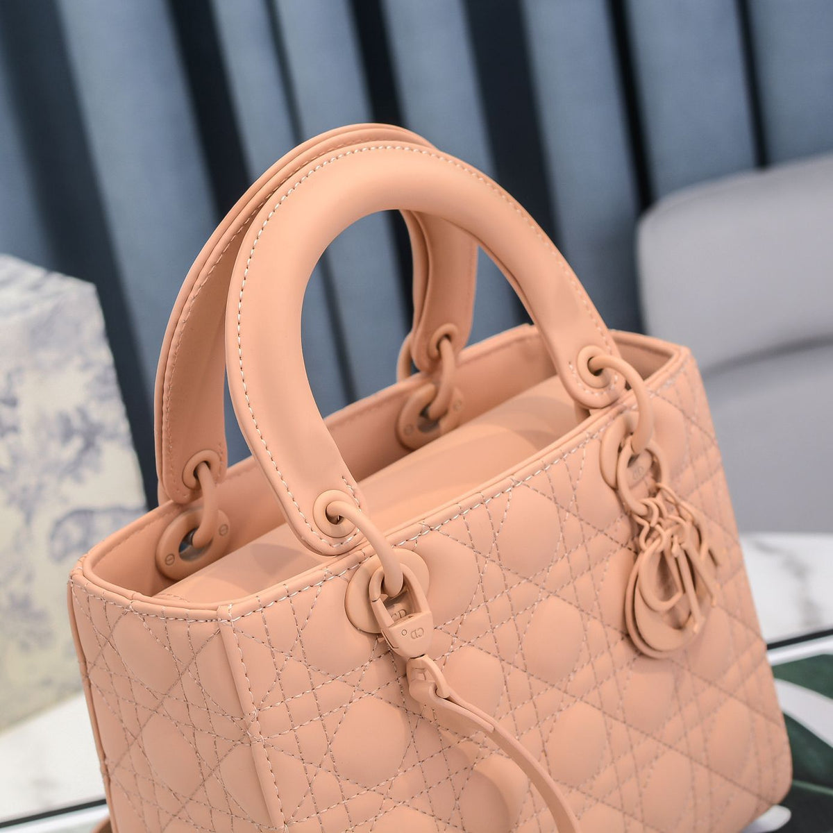 Dior Medium Dior Bag Blush Ultramatte Cannage Calfskin Women