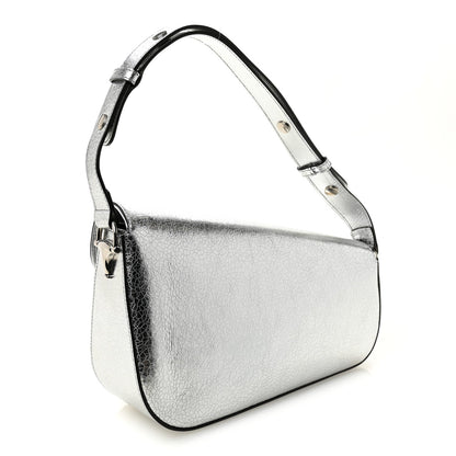 Metallic Demetra Small Horsebit 1955 Asymmetric Shoulder Bag Silver