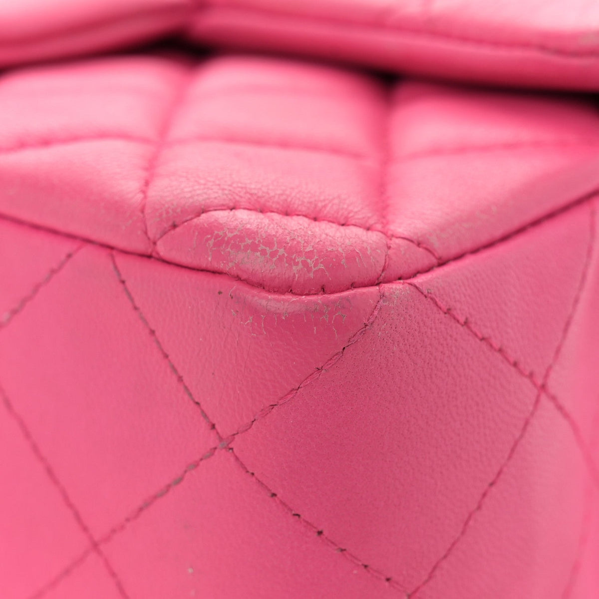 Lambskin Quilted Mini Rectangular Flap Fuchsia