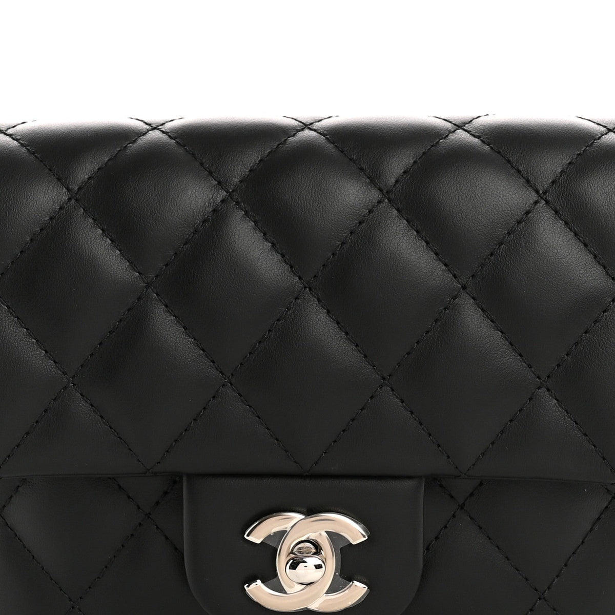 Calfskin Quilted CC Uniform Flap Belt Bag Black