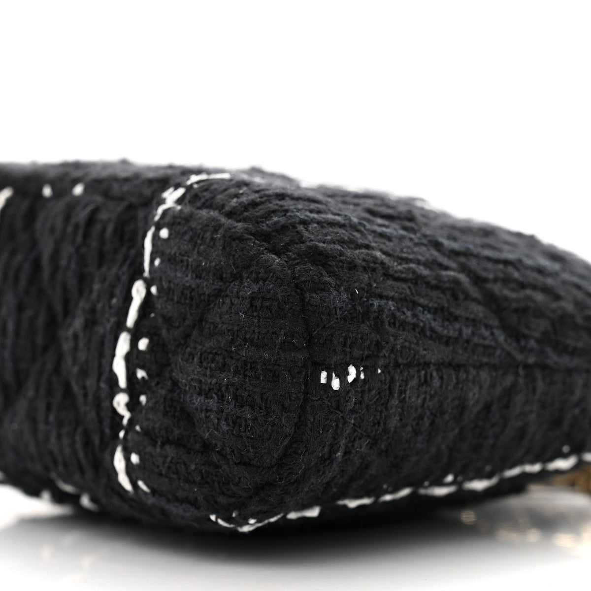 Tweed Quilted Mini Clutch With Chain Black White