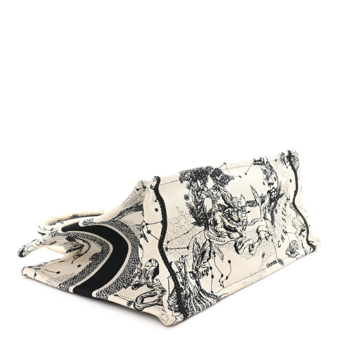 Canvas Embroidered Small Zodiac Toile De Jouy Book Tote Latte