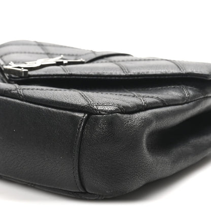 Calfskin Matelasse Diamond Quilted Monogram Medium College Bag Black