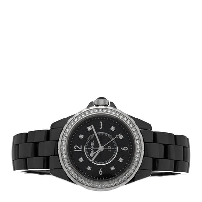Stainless Steel Ceramic Diamond Bezel 33mm J12 Quartz Watch Black