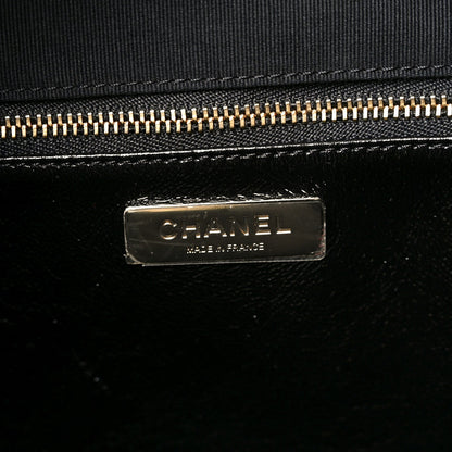 Shiny Crumpled Calfskin Quilted Large 31 Shopping Bag Black