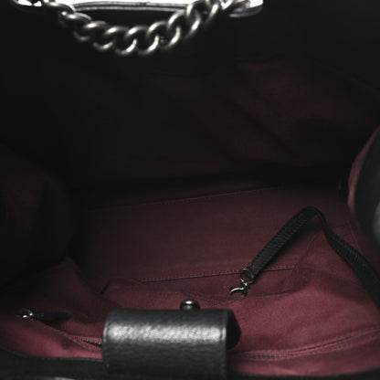 Goatskin Quilted Small Perfect Edge Shopping Tote Black