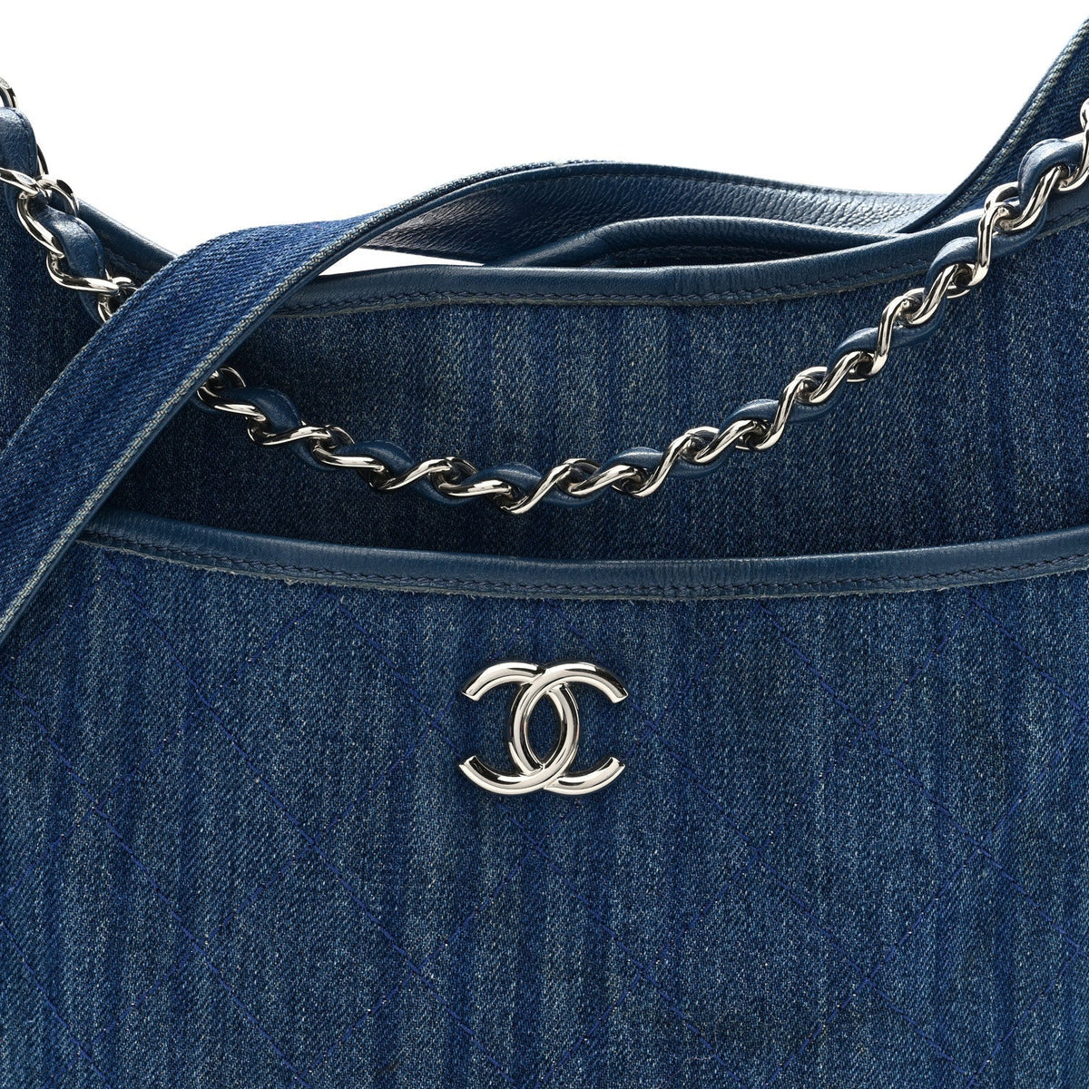 Denim Quilted Jungle Stroll Hobo Bag Blue