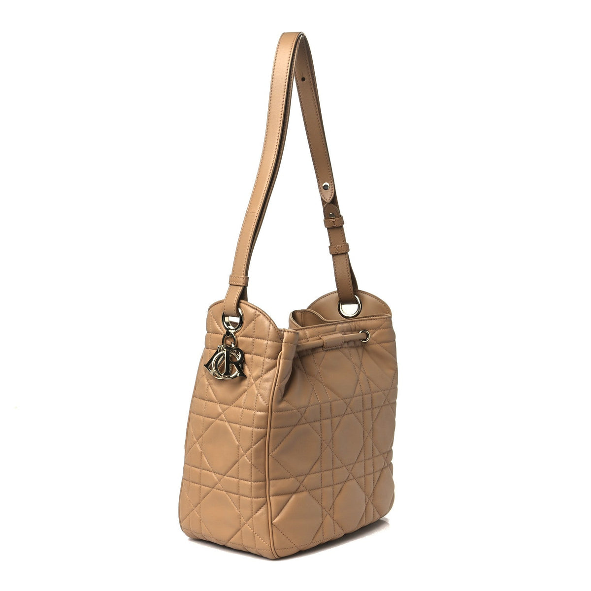 Calfskin Macrocannage Medium D-Motion Bag Light Gold