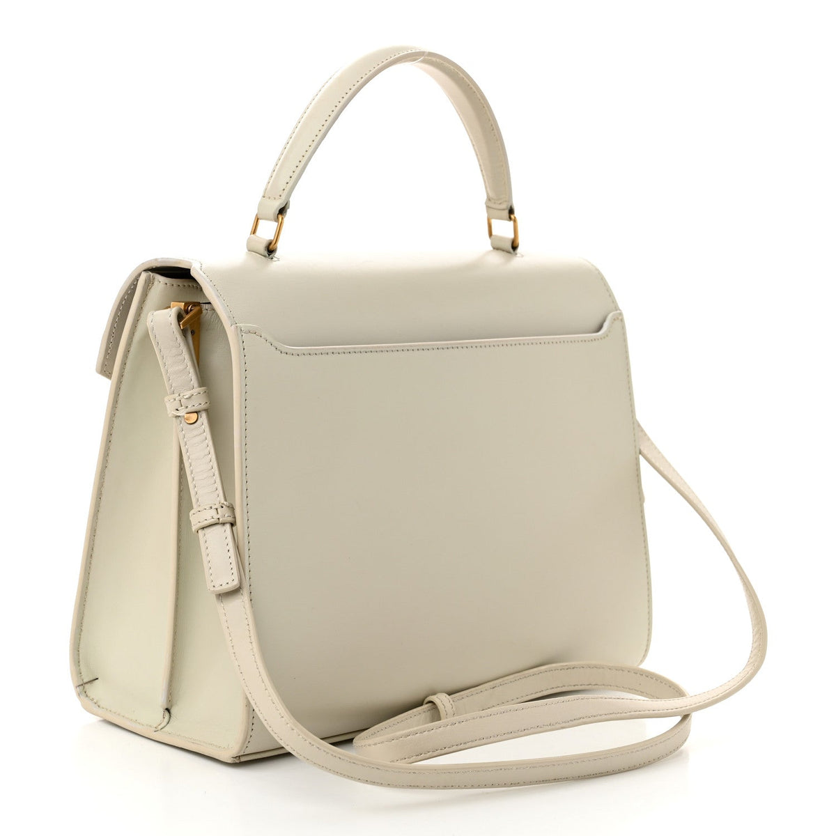 Smooth Calfskin Medium Classic Monogram Cassandra Top Handle Crema Soft Rouge Legion