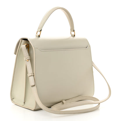 Smooth Calfskin Medium Classic Monogram Cassandra Top Handle Crema Soft Rouge Legion